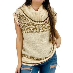Free‎ People Short Sleeves Snow
Drift Fair Isle Cowl Neck Knit Sweater Small